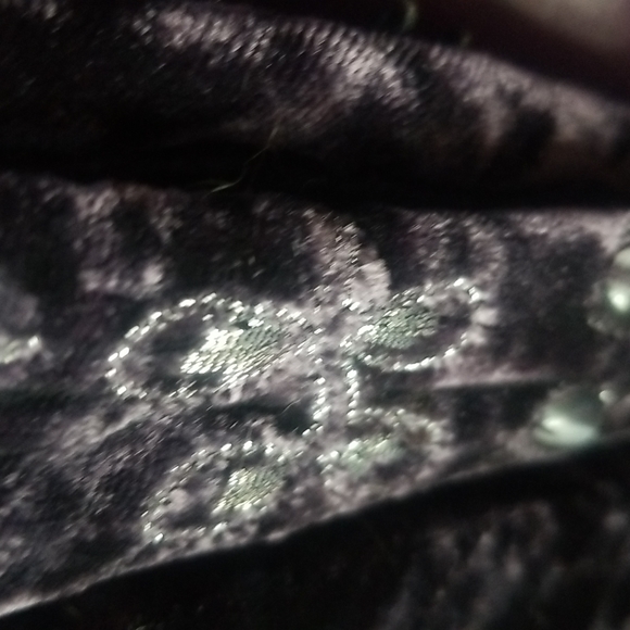 Chico's crushed plush purple jacket with silver thread and cabochon accents, M - Picture 3 of 5